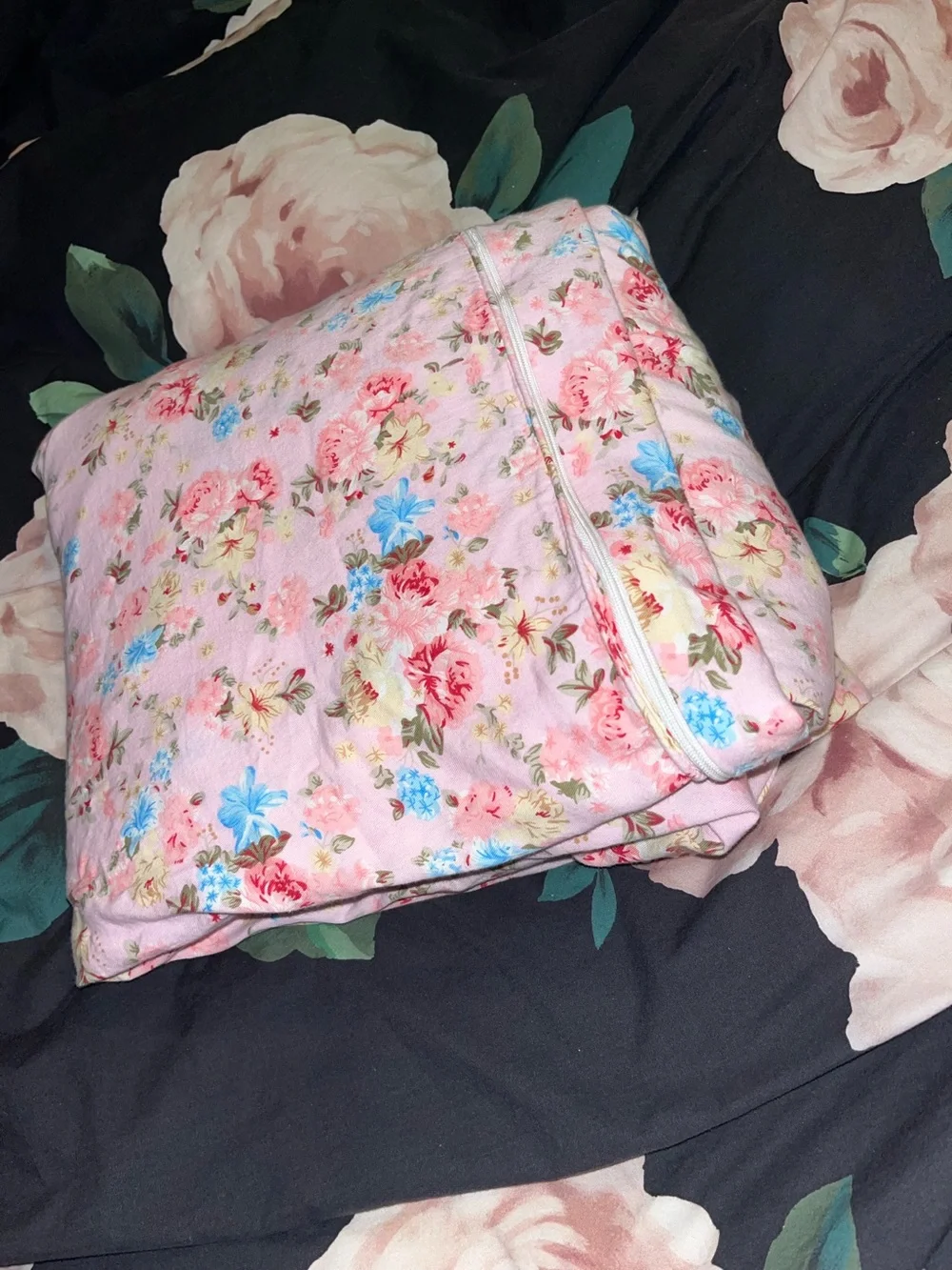 Fadfay~ Floral Pink 100% Cotton Duvet Cover with Roses ~ 86x73”